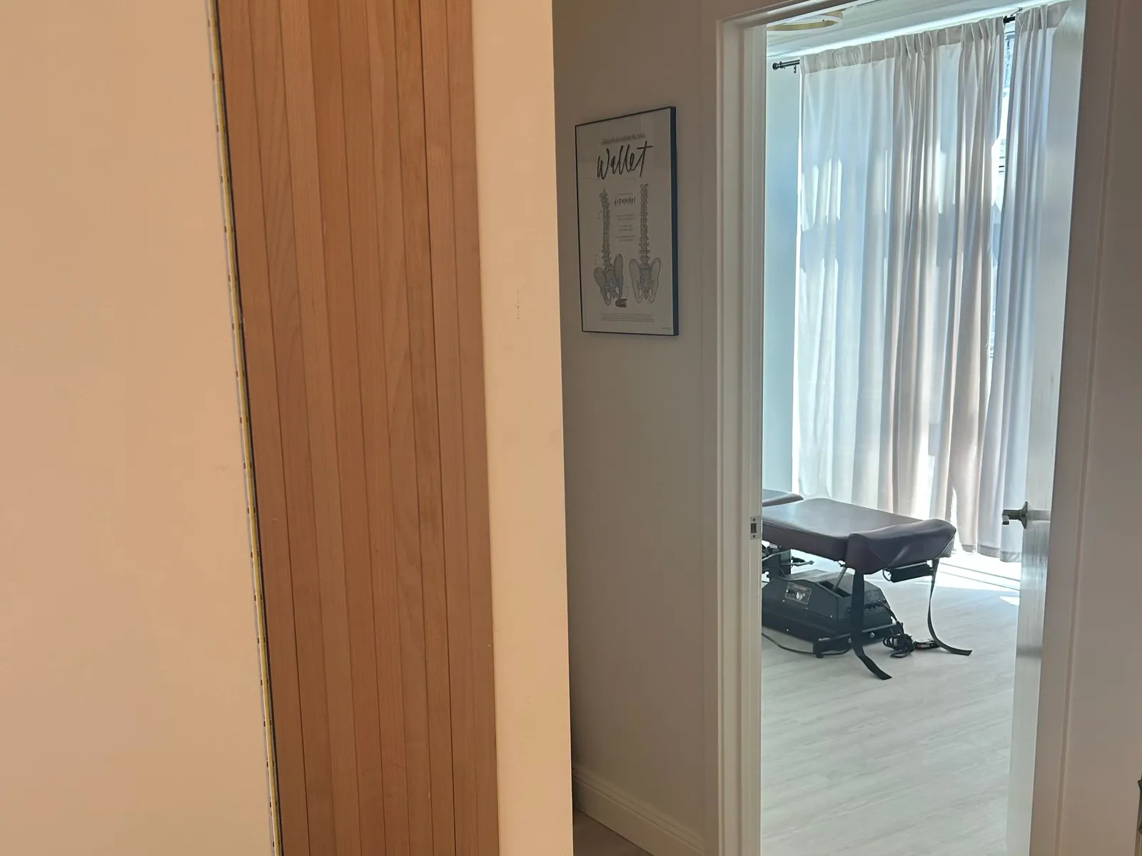 A doorway into a treatment room at The Function Chiropractic in Palo Alto